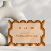 Groovy Retro 70er Design Boho Brown Wedding Save The Date
