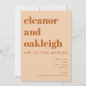 Groovy Retro 70er Design Bold Terracotta Wedding Einladung (Vorderseite)