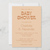 Groovy Retro 70er Design Brown Couples Kinderdusch Einladung (Vorderseite)