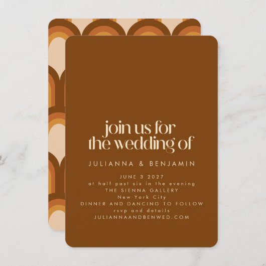 Groovy Retro 70er Design Brown Einzigartiger Spaß  Einladung (Vorne/Hinten)