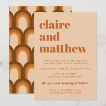 Groovy Retro 70er Design Brown Geometric Wedding