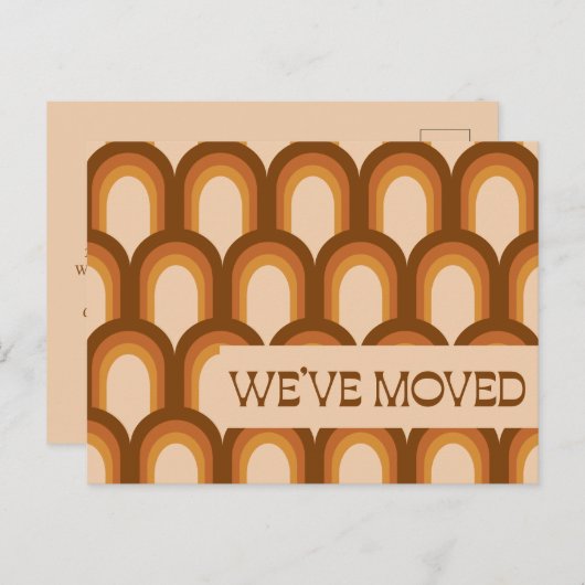 Groovy Retro 70er Design Brown neue Adresse wir ve Postkarte (Vorne/Hinten)