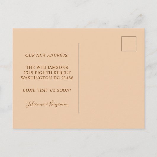 Groovy Retro 70er Design Brown neue Adresse wir ve Postkarte (Rückseite)