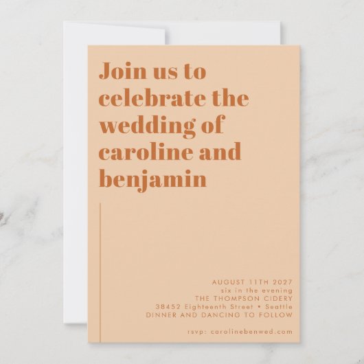 Groovy Retro 70er Design Brown Terracotta Wedding Einladung (Vorderseite)