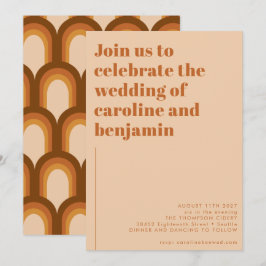 Groovy Retro 70er Design Brown Terracotta Wedding Einladung