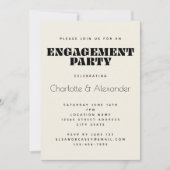 Groovy Retro 70er Design in Black Engagement Party Einladung (Vorderseite)