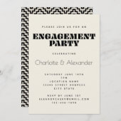 Groovy Retro 70er Design in Black Engagement Party Einladung (Vorne/Hinten)