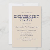 Groovy Retro 70er Design in Blue Engagement Party Einladung (Vorderseite)