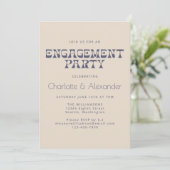 Groovy Retro 70er Design in Blue Engagement Party Einladung (Stehend Vorderseite)