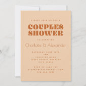 Groovy Retro 70er Design in Braun Paare Dusche in Einladung (Vorderseite)