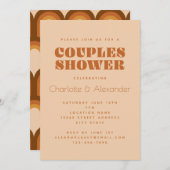 Groovy Retro 70er Design in Braun Paare Dusche in Einladung (Vorne/Hinten)