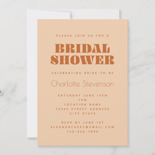 Groovy Retro 70er Design in Brown Brautparty Inv Einladung (Vorderseite)