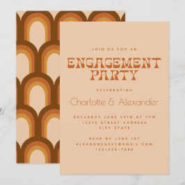 Groovy Retro 70er Design in Brown Engagement Party Einladung