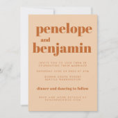 Groovy Retro 70er Design in Brown und Sand Wedding Einladung (Vorderseite)