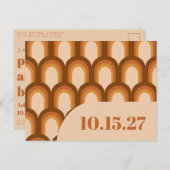 Groovy Retro 70er Design in Brown und Sand Wedding Postkarte (Vorne/Hinten)