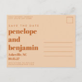 Groovy Retro 70er Design in Brown und Sand Wedding Postkarte (Rückseite)