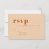 Groovy Retro 70er Design in Brown und Sand Wedding RSVP Karte (Vorderseite)