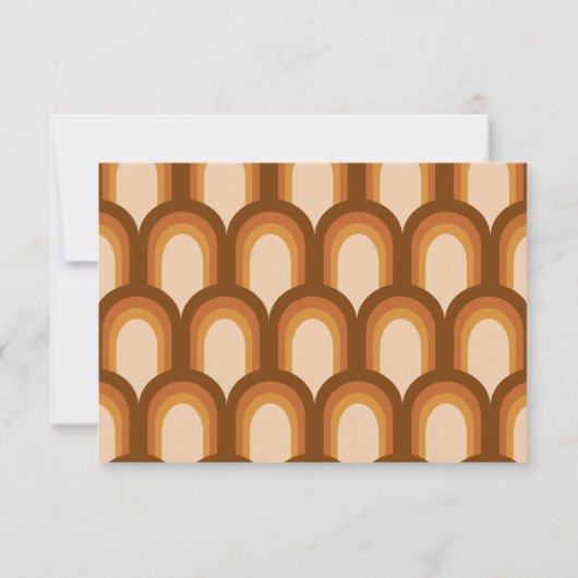 Groovy Retro 70er Design in Brown und Sand Wedding RSVP Karte (Rückseite)