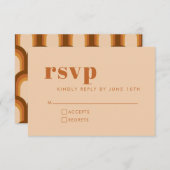 Groovy Retro 70er Design in Brown und Sand Wedding RSVP Karte (Vorne/Hinten)