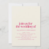 Groovy Retro 70er Design in Hot Pink Wedding Einladung (Vorderseite)