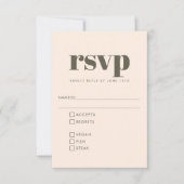 Groovy Retro 70er Design in Olive Wedding Meal RSVP Karte (Vorderseite)