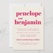 Groovy Retro 70er Design in Red All-in-One Hochzei Einladung (Vorderseite)