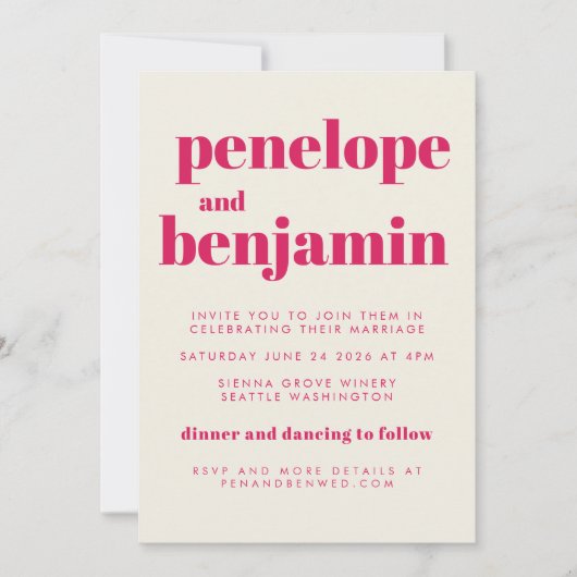 Groovy Retro 70er Design in Red All-in-One Hochzei Einladung (Vorderseite)