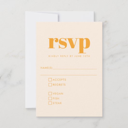 Groovy Retro 70er Design Orange Wedding Meal UAWG RSVP Karte (Vorderseite)