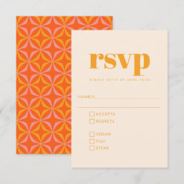 Groovy Retro 70er Design Orange Wedding Meal UAWG RSVP Karte