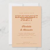 Groovy Retro 70er Design Tan Verlobung Host Party Einladung (Vorderseite)