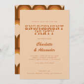 Groovy Retro 70er Design Tan Verlobung Host Party Einladung (Vorne/Hinten)