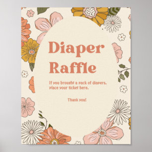 Groovy Retro 70er Diaper Raffle   Boho Baby Shower Poster