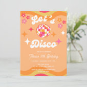 Groovy Retro 70er Disco jeden Geburtstag Einladung (Stehend Vorderseite)