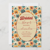 Groovy Retro 70er Floral Brautparty Einladung (Vorderseite)