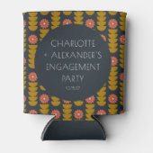 Groovy Retro 70er Floral Custom Engagement Party Dosenkühler (Vorderseite)