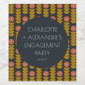 Groovy Retro 70er Floral Custom Engagement Party Weinetikett (Einzelnes Label)