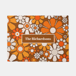 Groovy Retro 70er Floral Pattern Personalisiert Fußmatte