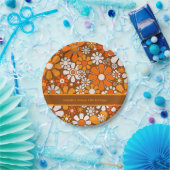 Groovy Retro 70er Floral Personalisiert Pappteller (Party)