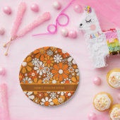 Groovy Retro 70er Floral Personalisiert Pappteller (Party)