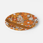 Groovy Retro 70er Floral Personalisiert Pappteller (Schrägansicht)