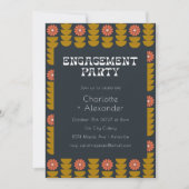 Groovy Retro 70er Floral Trendy Engagement Party Einladung (Vorderseite)