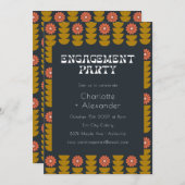 Groovy Retro 70er Floral Trendy Engagement Party Einladung (Vorne/Hinten)