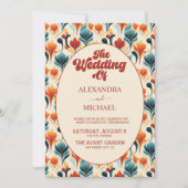 Groovy Retro 70er Floral Wedding Einladung (Vorderseite)