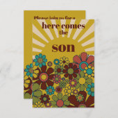 Groovy Retro 70er Hier kommt die Son Baby Dusche Einladung (Vorne/Hinten)