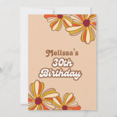 Groovy Retro 70er Hippie Blume 30. Geburtstag Einladung (Rückseite)