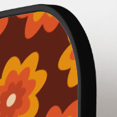 Groovy Retro 70er Hippie Orange Blume Personalisie Pickleball Schläger (Linke Seite)