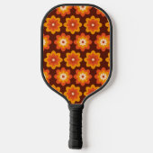 Groovy Retro 70er Hippie Orange Blume Personalisie Pickleball Schläger (Rückseite)