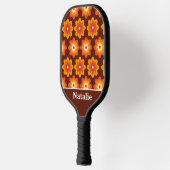 Groovy Retro 70er Hippie Orange Blume Personalisie Pickleball Schläger (Links)
