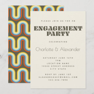 Groovy Retro 70er Jahre Design in Olive Hochzeitsp Einladung