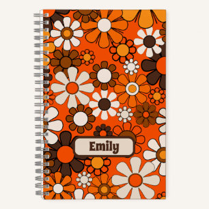 Groovy Retro 70er Jahre Floral Personalisiert Brau Notizblock